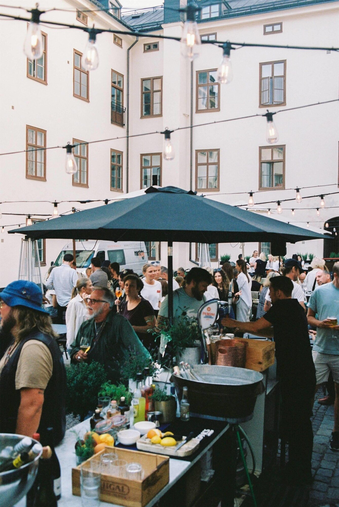 NOFO Hotel, cobblestone courtyard garden