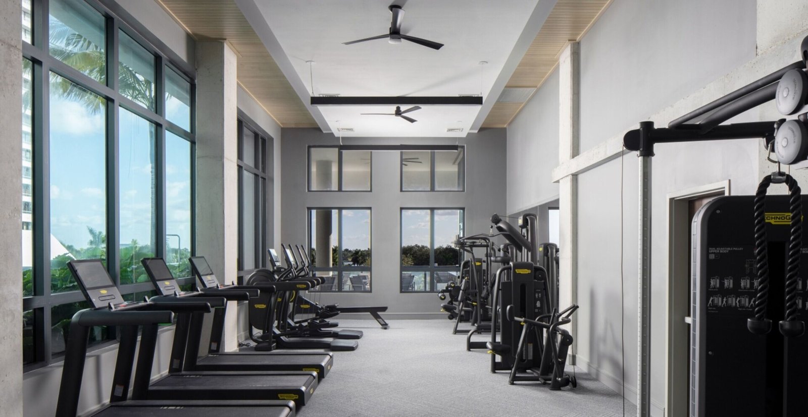 Hotel AKA West Palm, the gym and terrace