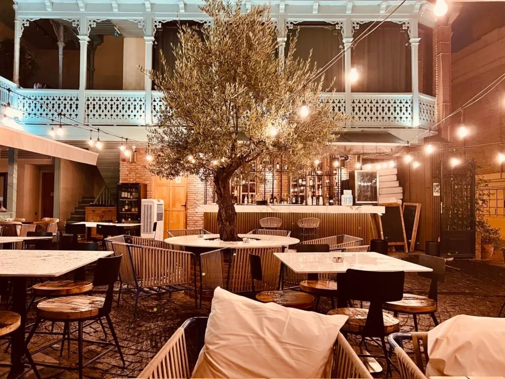 The Blue Fox Hotel, inner courtyard & bar