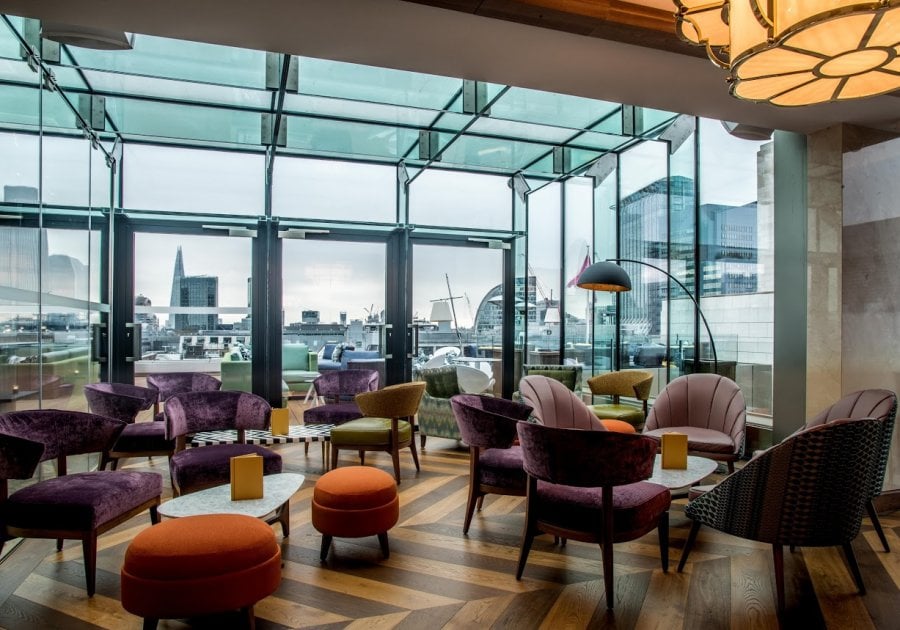Montcalm Royal London House, aviary rooftop restaurant & terrace
