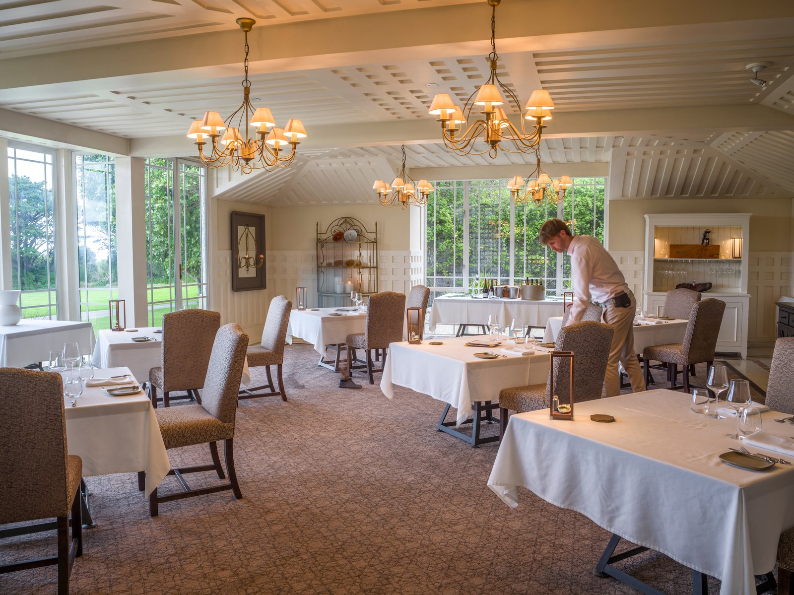 Wharekauhau Country Estate, main lodge dining room