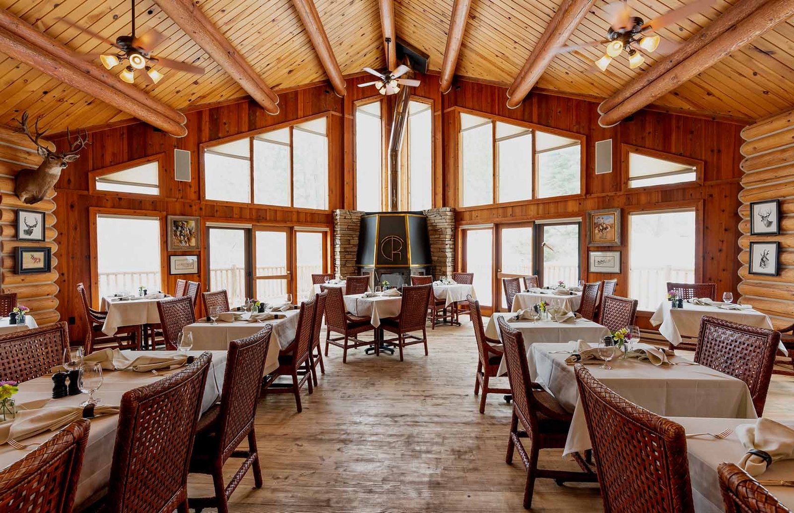 Triple Creek Ranch, main lodge dining room
