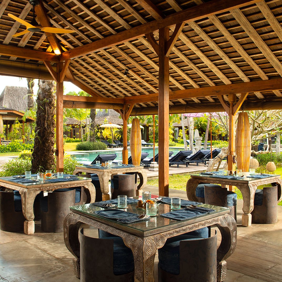 Blue Karma Village, at the table