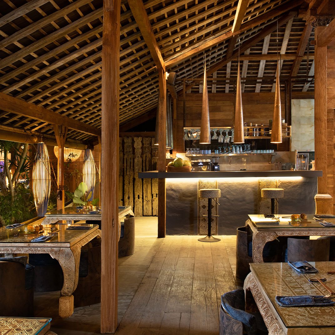 Blue Karma Village, at the table