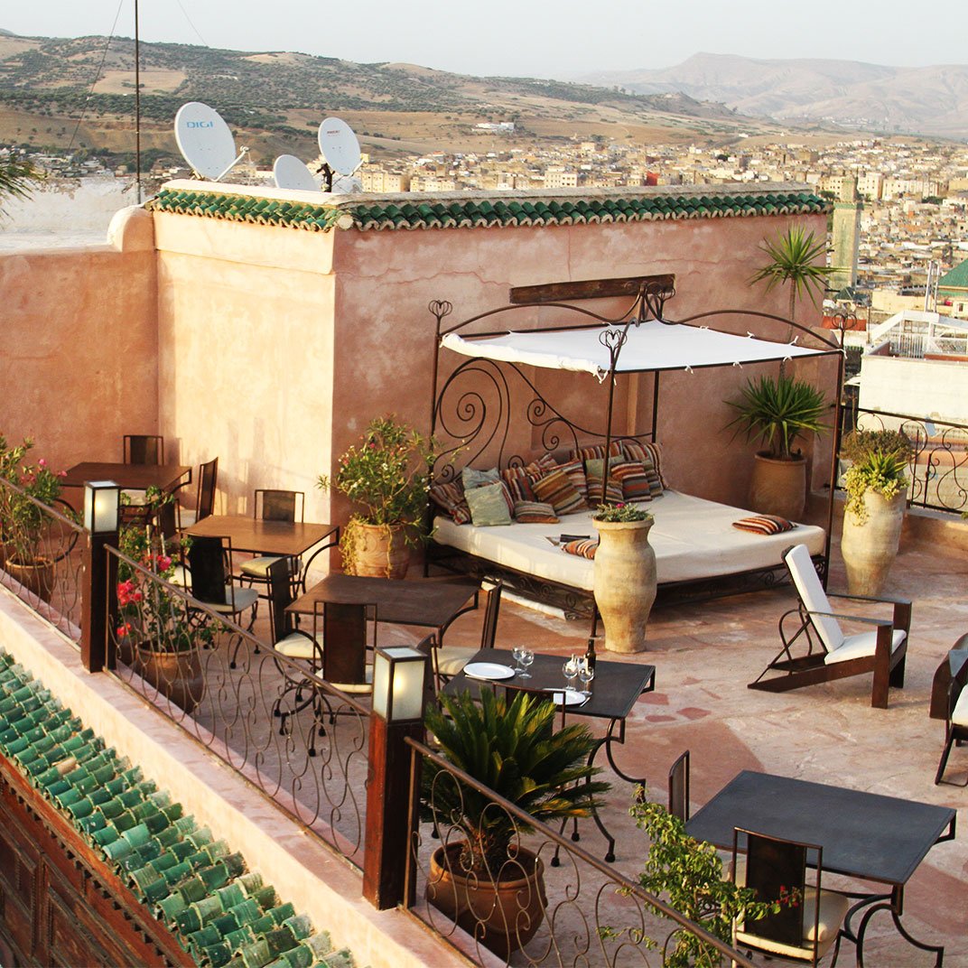 Riad Laaroussa, bistro laaroussa rooftop terrace