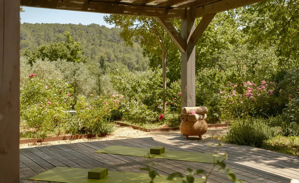 Chateau de Berne Hotel Spa Cellars, gym and yoga deck