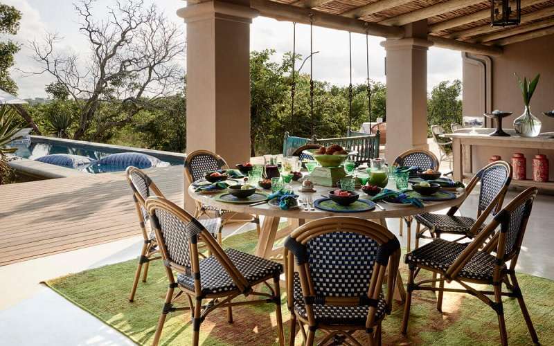 Farmstead at Royal Malewane, main lodge lounge & dining deck