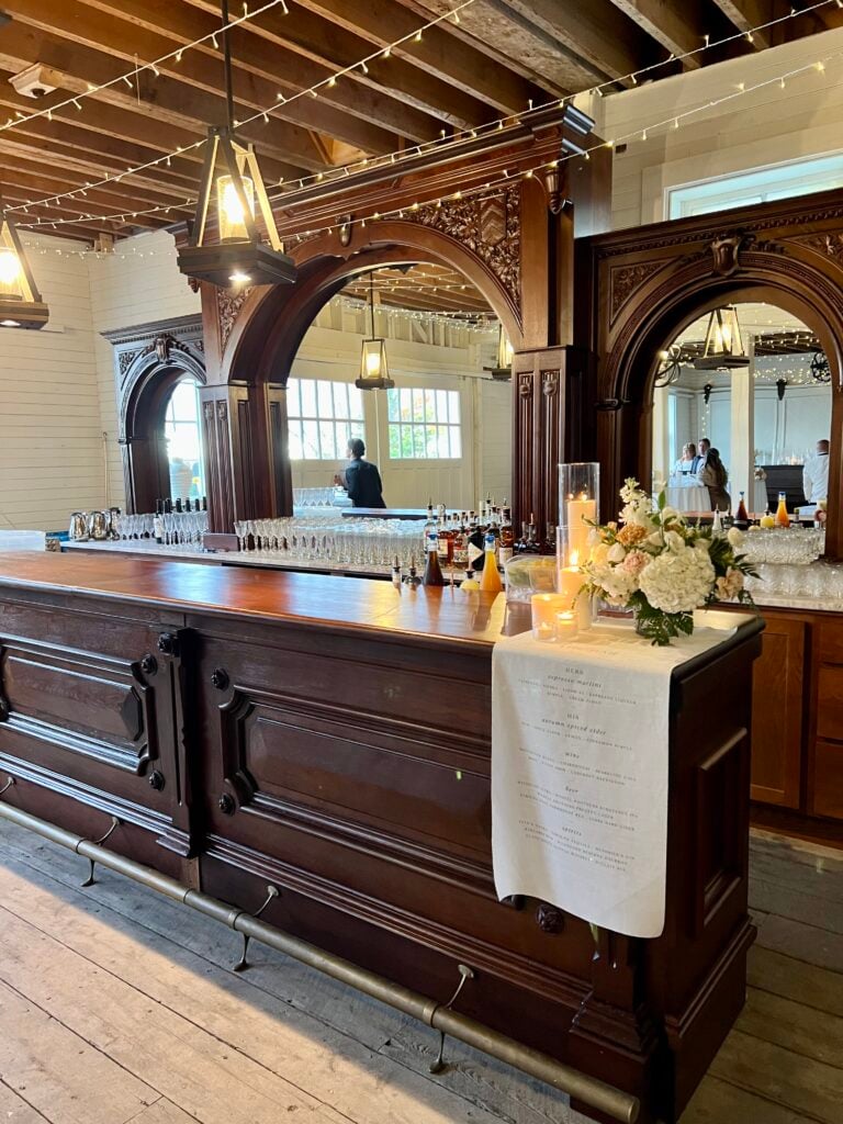 Blair Hill Inn, wood-paneled cocktail lounge