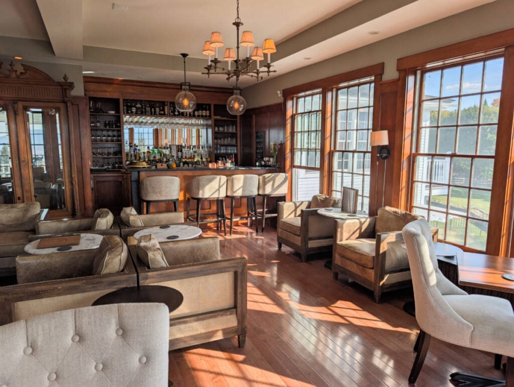 Blair Hill Inn, wood-paneled cocktail lounge