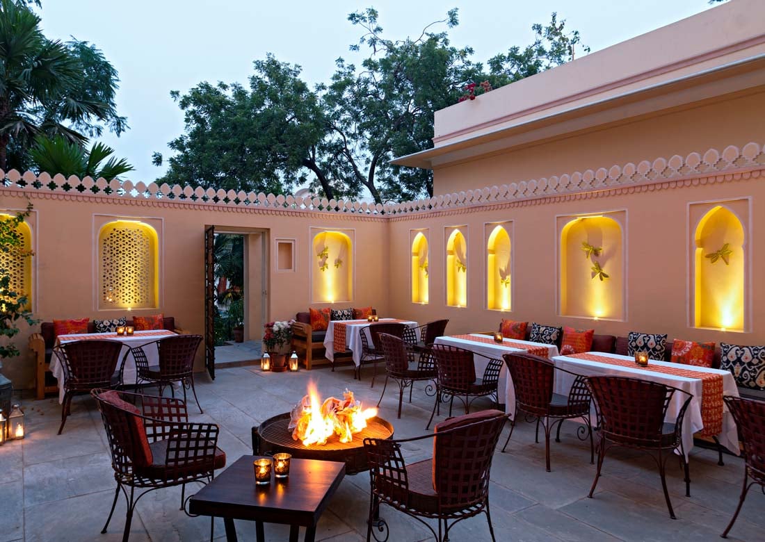 Samode Haveli, at the table
