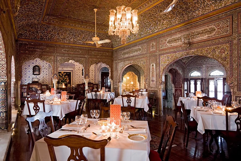 Samode Haveli, at the table